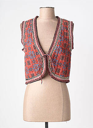 Vestă fără mâneci plasă fină roșu MAISON HOTEL femme