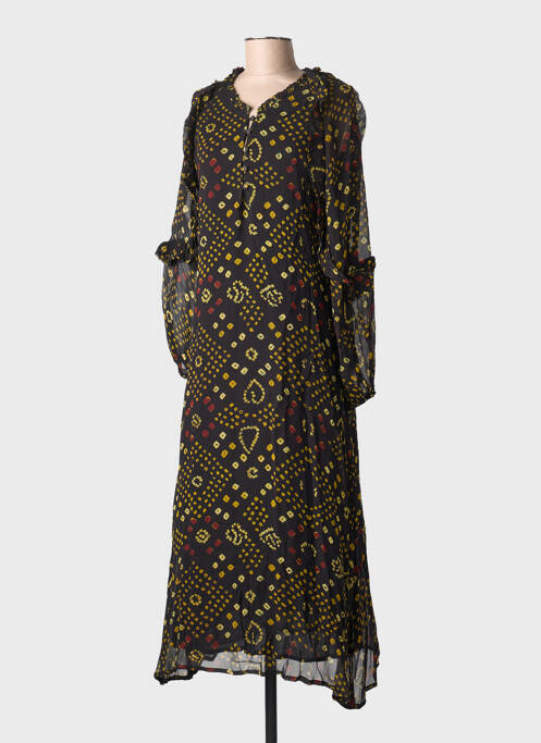 Rochie lungă mâneci lungi mâneci lungi negru MAISON HOTEL femme