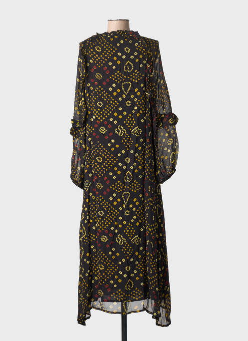 Rochie lungă mâneci lungi mâneci lungi negru MAISON HOTEL femme