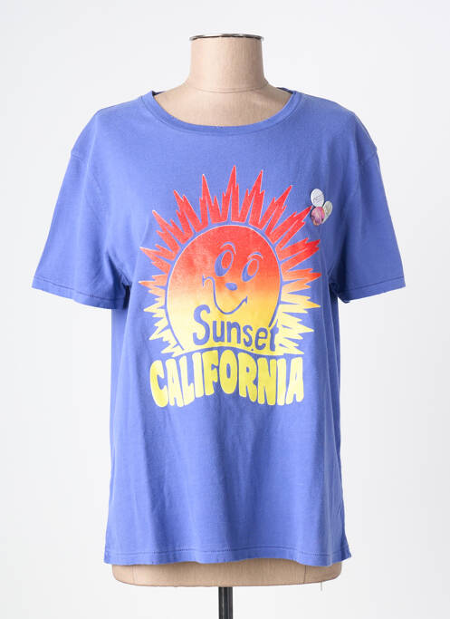 Tricou imprimeu fantezie mâneci scurte albastru NEWTONE femme