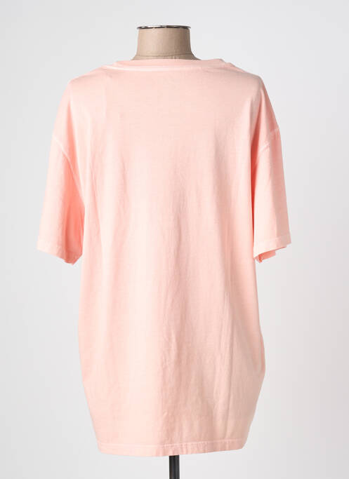 Tricou serigrafie flockată mâneci scurte roz NEWTONE femme