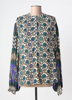 Bluză țesătură poplin mâneci lungi albastru MISS JUNE femme