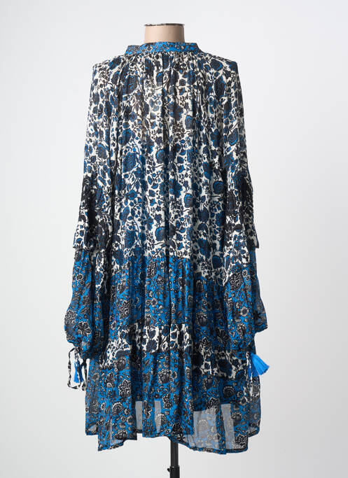 Rochie midi imprimeu fantezie mâneci lungi albastru MISS JUNE femme