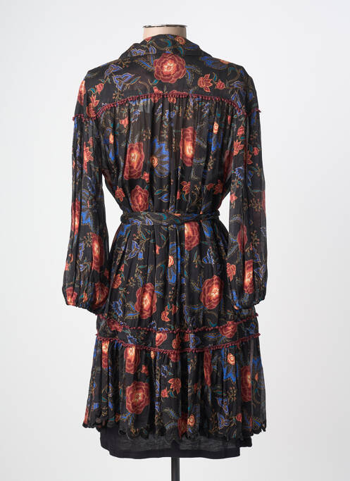 Rochie midi imprimeu fantezie mâneci lungi negru MISS JUNE femme