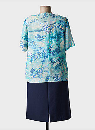 Rochie midi imprimeu fantezie mâneci scurte albastru FRANCE RIVOIRE femeie