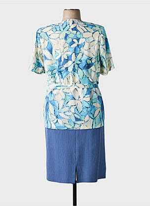 Rochie midi imprimeu floral mâneci scurte albastru FRANCE RIVOIRE femeie