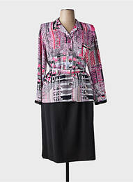 Rochie midi imprimeu fantezie mâneci lungi roz GUY DUBOUIS femeie