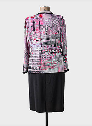 Rochie midi imprimeu fantezie mâneci lungi roz GUY DUBOUIS femeie