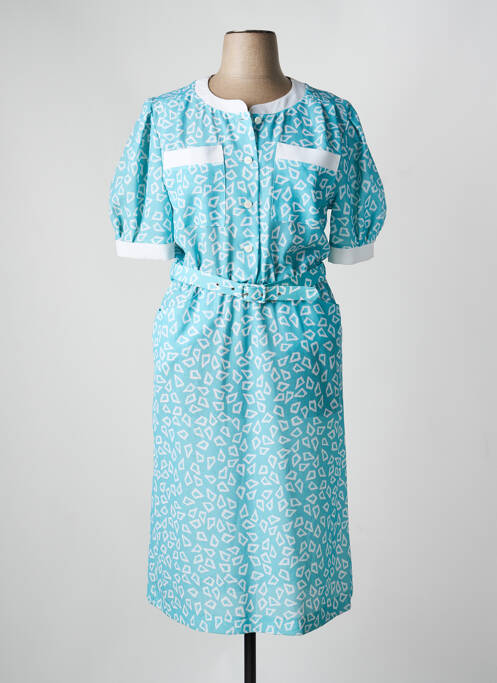 Rochie midi imprimeu fantezie mâneci scurte albastru CASTILLE femme