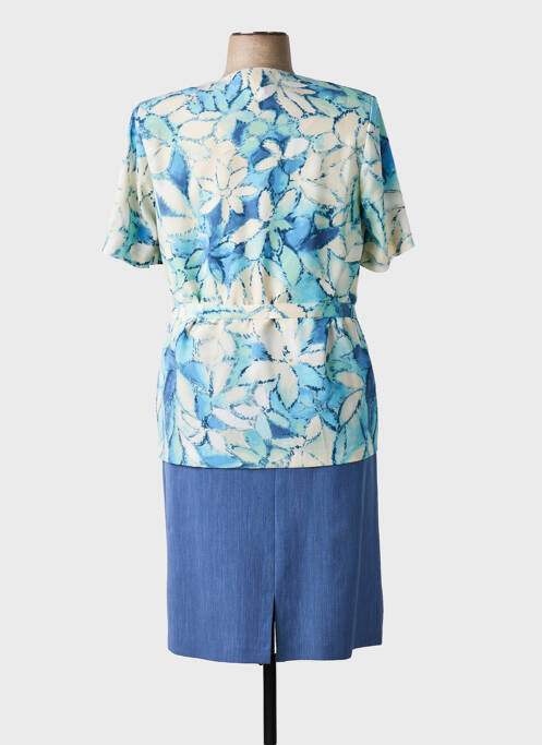 Rochie midi imprimeu floral mâneci scurte albastru FRANCE RIVOIRE femme