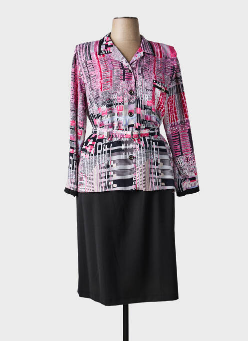 Rochie midi imprimeu fantezie mâneci lungi roz GUY DUBOUIS femme