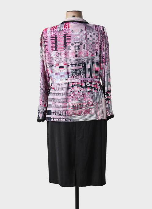 Rochie midi imprimeu fantezie mâneci lungi roz GUY DUBOUIS femme