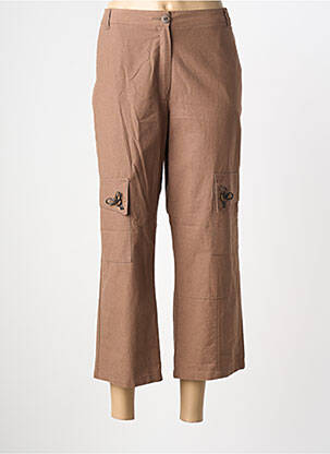 Pantalon trei sferturi croială dreaptă talie înaltă maro LUCCHINI femme