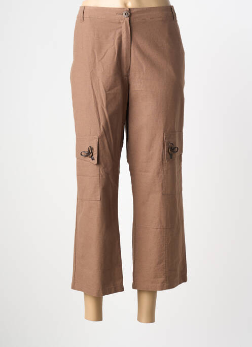 Pantalon trei sferturi croială dreaptă talie înaltă maro LUCCHINI femme