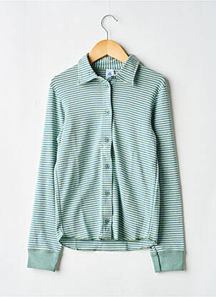 Cămașă cu mâneci lungi imprimeu dungi verde PETIT BATEAU băiat