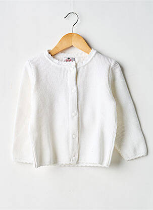Vestă cu mâneci lungi tricotaj din plasă alb COUDEMAIL fille