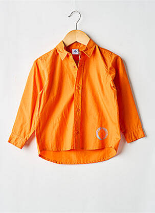 Cămașă cu mâneci lungi țesătură poplin portocalie PETIT BATEAU băiat