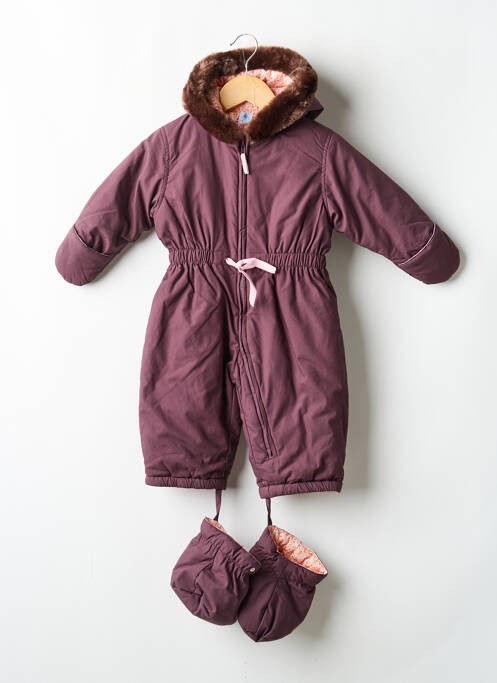 Salopetă-pantalon mâneci lungi mâneci lungi violet PETIT BATEAU fille