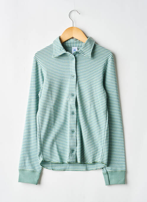 Cămașă cu mâneci lungi imprimeu dungi verde PETIT BATEAU garcon