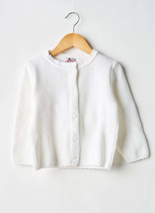 Vestă cu mâneci lungi tricotaj din plasă alb COUDEMAIL fille