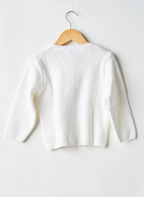 Vestă cu mâneci lungi tricotaj din plasă alb COUDEMAIL fille