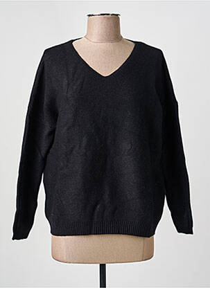 Pulover guler în v mâneci lungi negru BE FUN femme