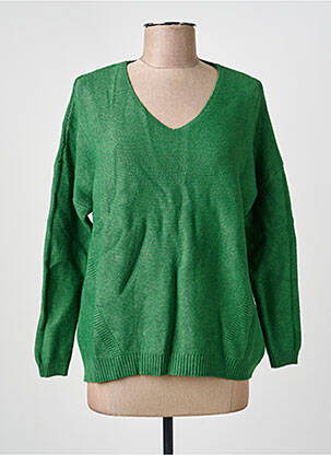 Pulover guler în v mâneci lungi verde BE FUN femme