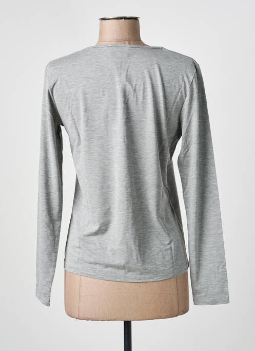 Tricou guler în v mâneci lungi gri MARINA V femme