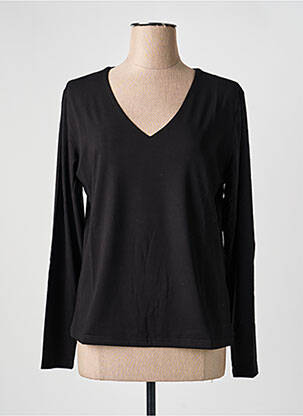 Tricou guler în v mâneci lungi negru MARINA V femme