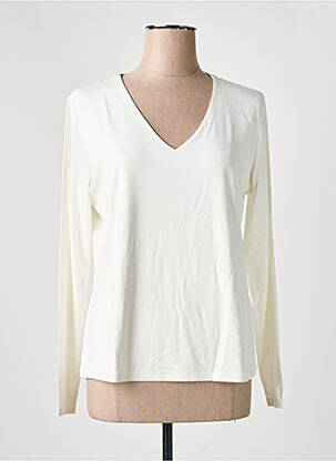 Tricou guler în v mâneci lungi alb MARINA V femme