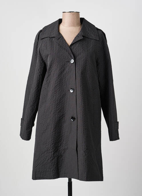 Trench închidere cu nasturi pe față fără glugă negru SANS MARQUE femme