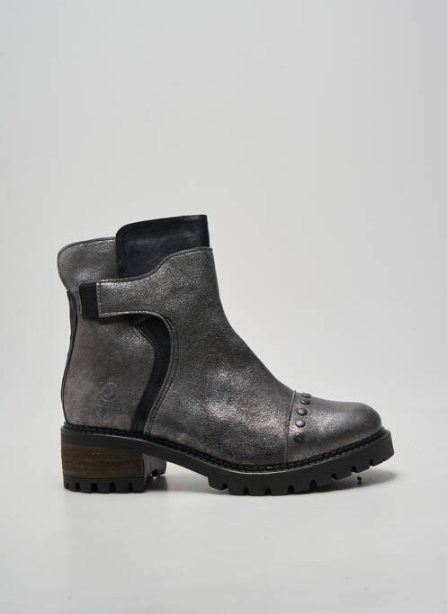 Botine/ghete țesătură satinată toc de 4 la 6 cm argintiu CASTA femme
