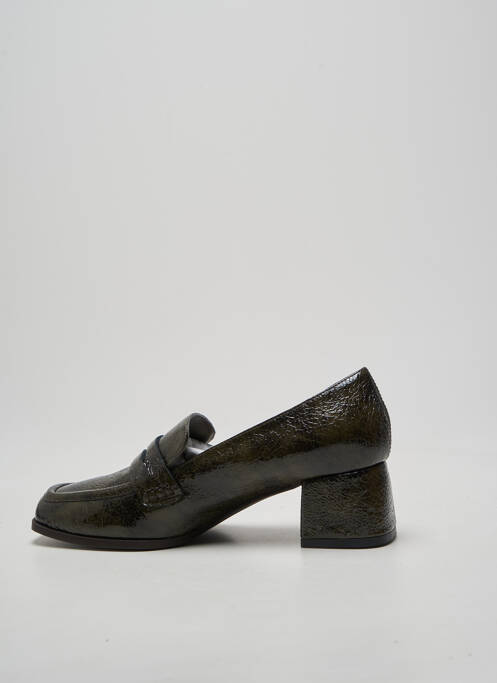 Mocasini țesătură satinată toc de 4 la 6 cm verde REQINS femme