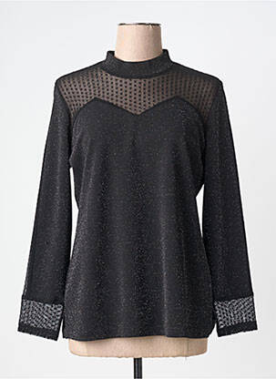 Top elasticitate mâneci lungi negru GRIFFON femeie