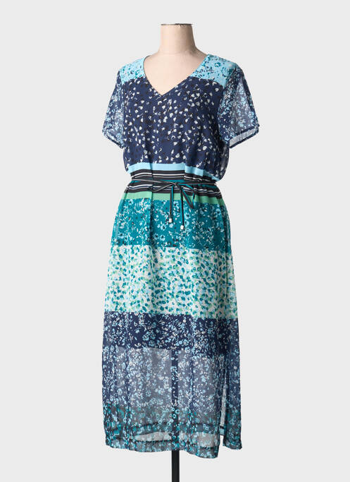 Rochie lungă imprimeu fantezie mâneci scurte albastru GRIFFON femme