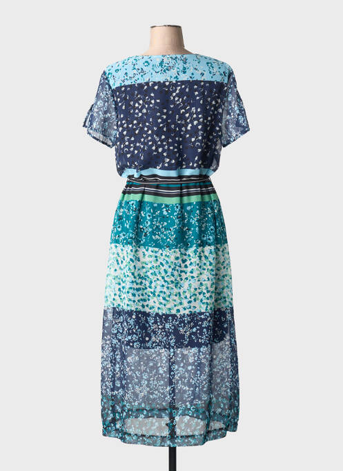 Rochie lungă imprimeu fantezie mâneci scurte albastru GRIFFON femme