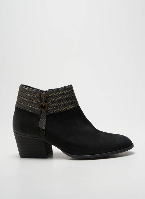 Botine/ghete țesătură satinată toc de 4 la 6 cm negru SCHMOOVE femme
