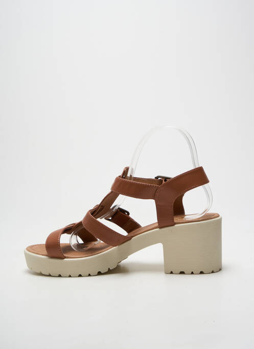 Sandale/pantofi decupați toc pătrat toc de 7 la 9 cm maro NO NAME femme