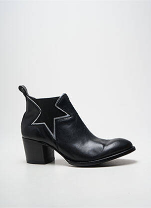 Botine/ghete țesătură satinată toc de 4 la 6 cm negru MEXICANA femeie