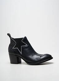 Botine/ghete țesătură satinată toc de 4 la 6 cm negru MEXICANA femeie