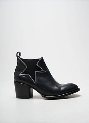 Botine/ghete țesătură satinată toc de 7 la 9 cm negru MEXICANA femeie