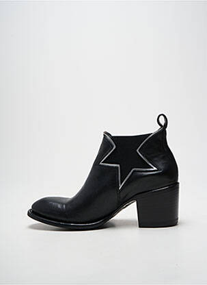 Botine/ghete țesătură satinată toc de 7 la 9 cm negru MEXICANA femeie