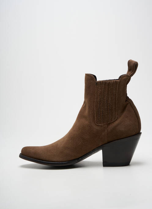 Botine/ghete vârf ascuțit toc de 4 la 6 cm maro MEXICANA femme