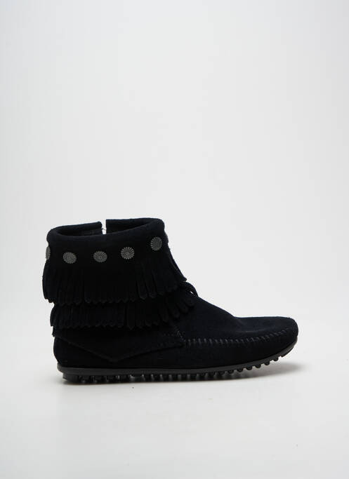 Botine/ghete vârf rotund toc plat până la 3 cm negru MINNETONKA femme