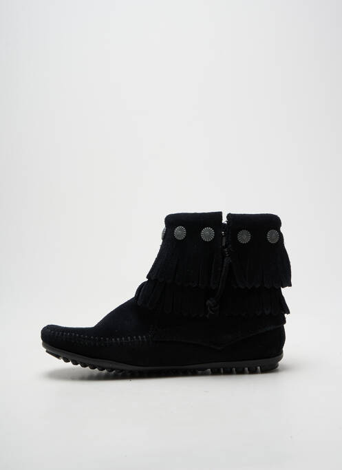 Botine/ghete vârf rotund toc plat până la 3 cm negru MINNETONKA femme