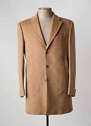 Palton lung epoleți fără glugă bej WOOL AND CASHMERE bărbat