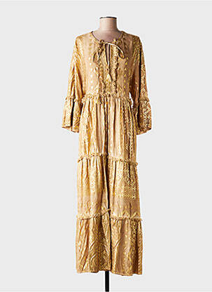 Rochie lungă mâneci lungi mâneci lungi bej LAST QUEEN femeie