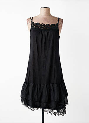 Rochie scurtă croială evazată bretele subțiri negru JIMIKA femme