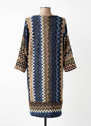 Rochie pulover croială dreaptă mâneci 3/4 albastru FILLE A SUIVRE femeie