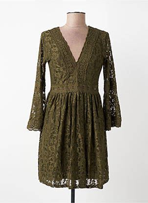 Rochie scurtă croială evazată mâneci lungi verde AISABELLE femeie